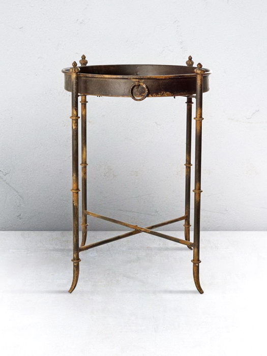 OLYMPUS DIGITAL CAMERA Table ronde d'appoint métal noir déco brocante Chehoma – Image 1