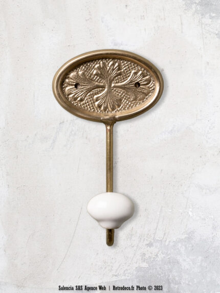 Crochet oval fleuri boule céramique Chehoma