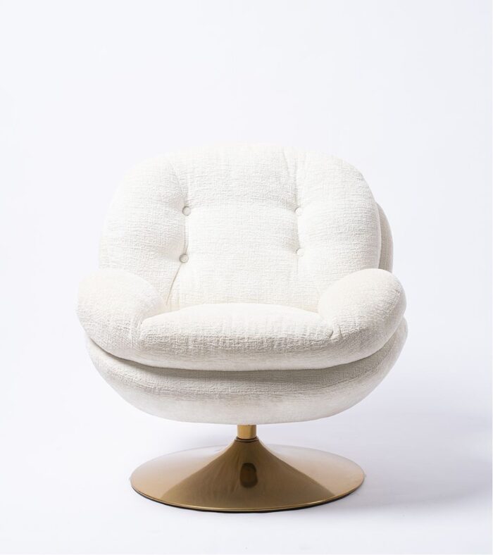 Fauteuil Memento Blanc pied Gold – Image 4