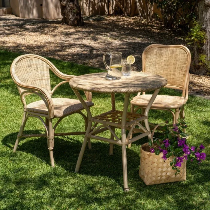 Chaise Bistrot rotin naturel accoudoirs – Image 8