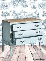 Commode Venecia 3 tiroirs patine bleu-vert déco brocante – Image 2