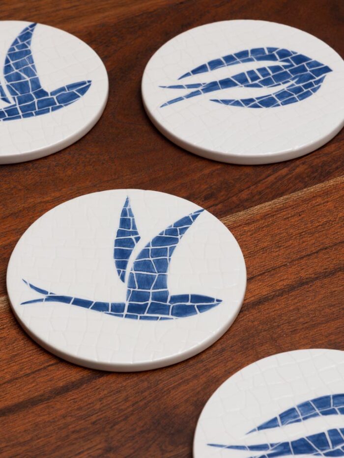 Set 4 sous-verres oiseaux mosaïque Chehoma