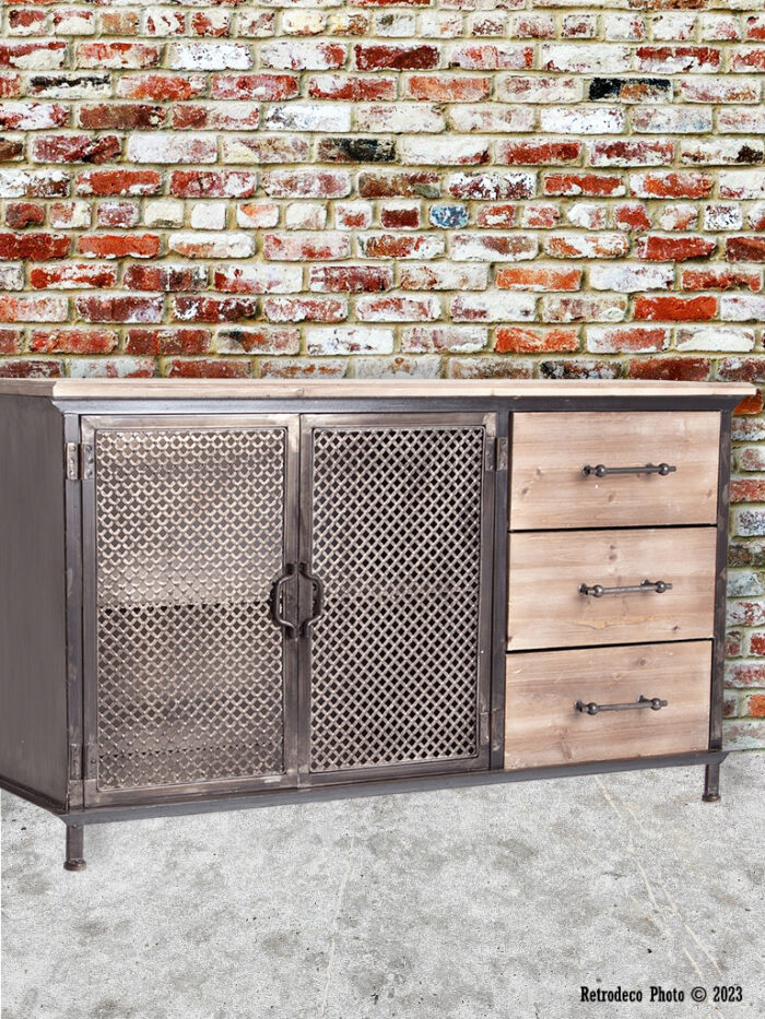 Buffet 2 portes 3 tiroirs Newport déco atelier Lastdeco – Image 3