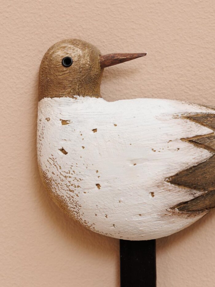 Crochet oiseau blanc bois naturel – Image 3