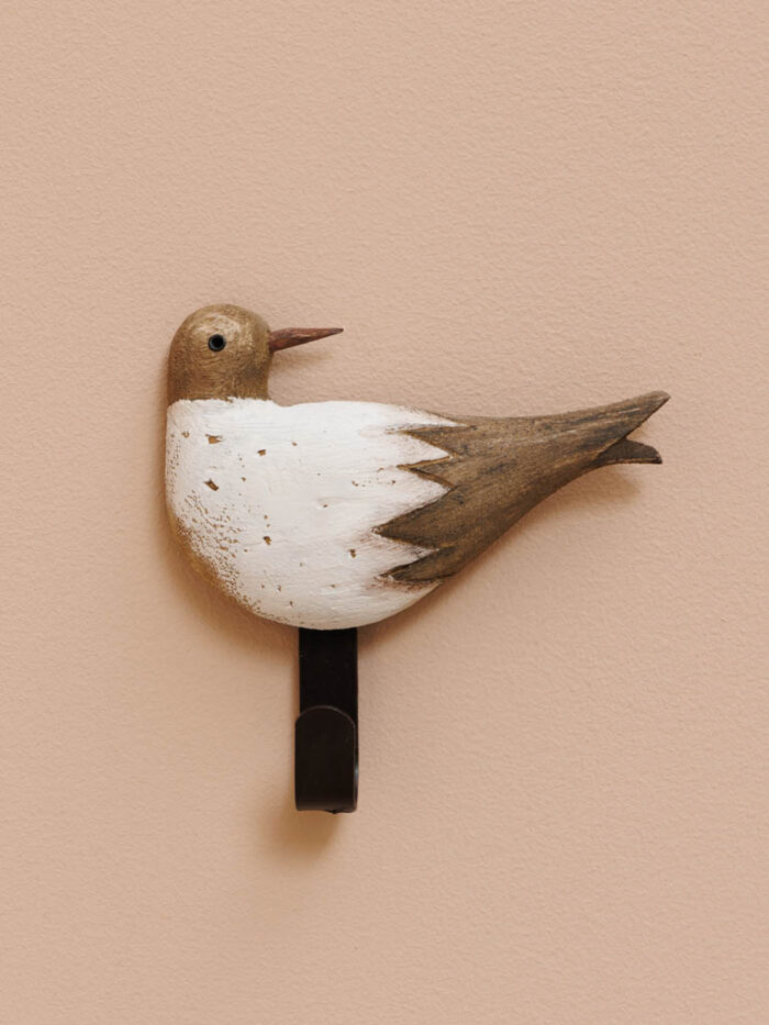 Crochet oiseau blanc bois naturel Chehoma