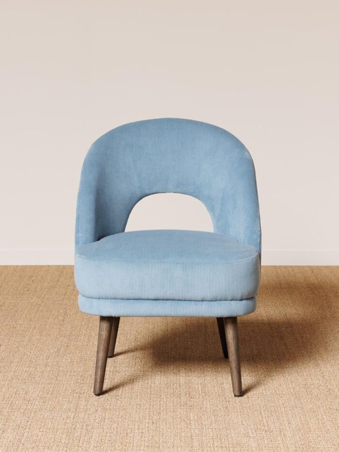 Fauteuil côtelé bleu clair Cyrus Chehoma – Image 2