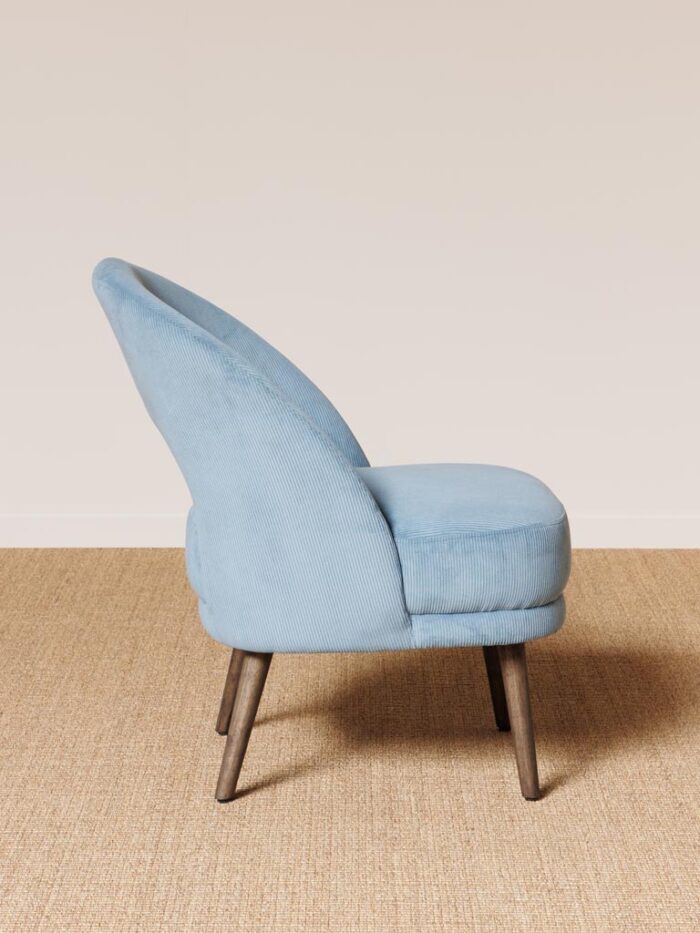 Fauteuil côtelé bleu clair Cyrus Chehoma – Image 4