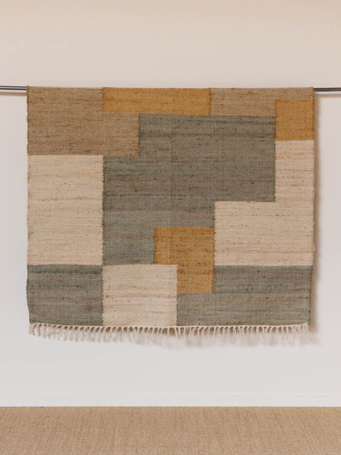Grand tapis Kilim jaune et vert Chehoma – Image 1