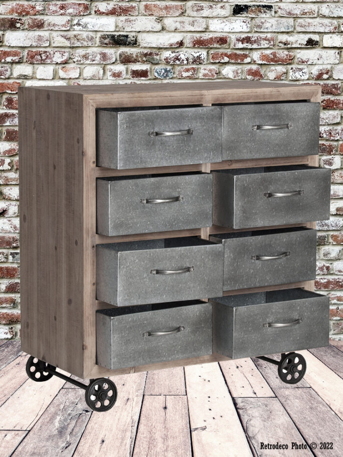Meuble d'atelier Roulettes bois et métal Lastdeco – Image 2
