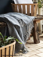 Plaid frangé coton rayé bleu délavé et crème Ib Laursen – Image 2