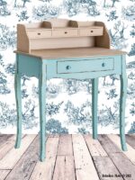 Pupitre Leiden en bois patiné vert-bleu déco brocante – Image 2