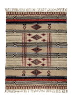 Tapis rectangulaire motif ethnique orange marron et noir – Image 3