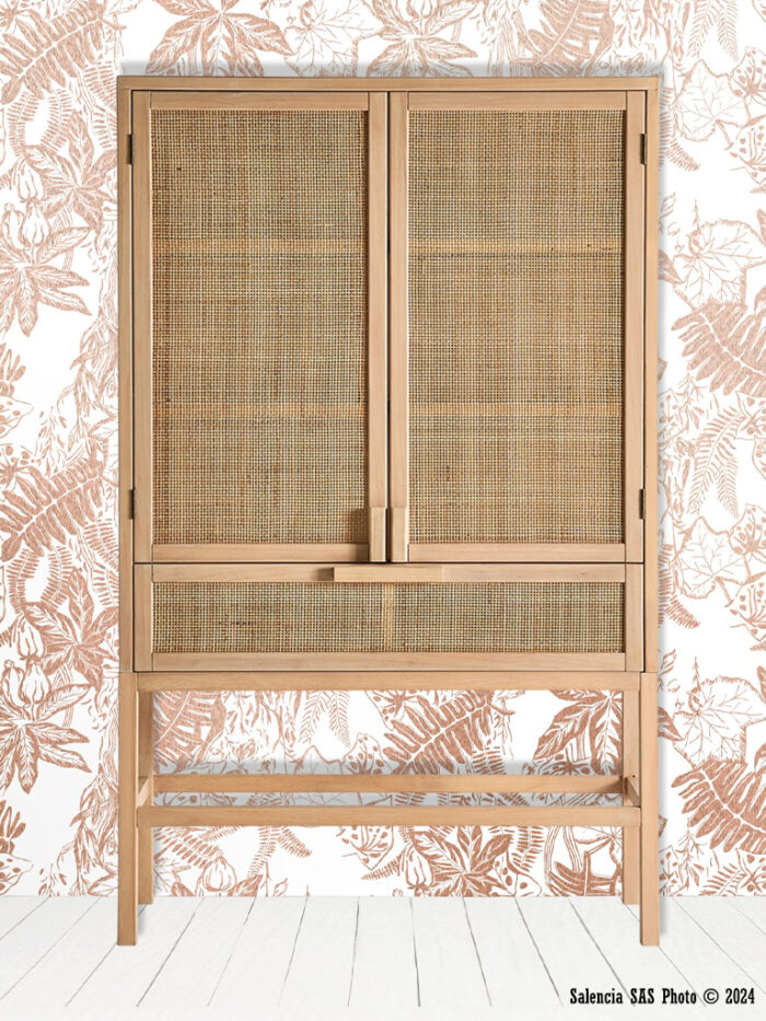 Armoire Bracke bois et rotin Lastdeco – Image 1