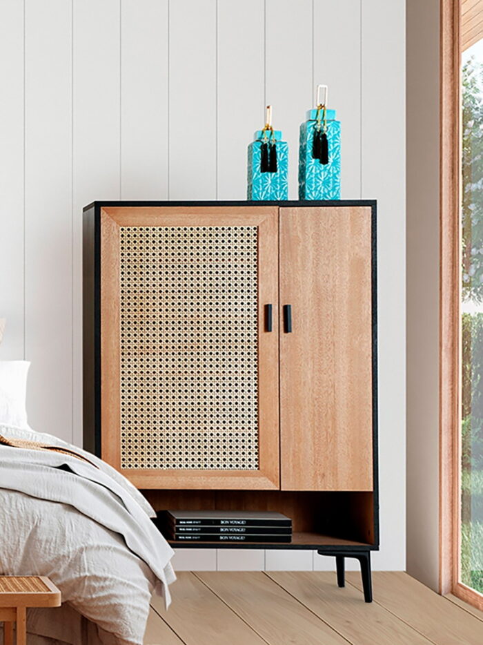 Armoire Luras bois et rotin Lastdeco – Image 6