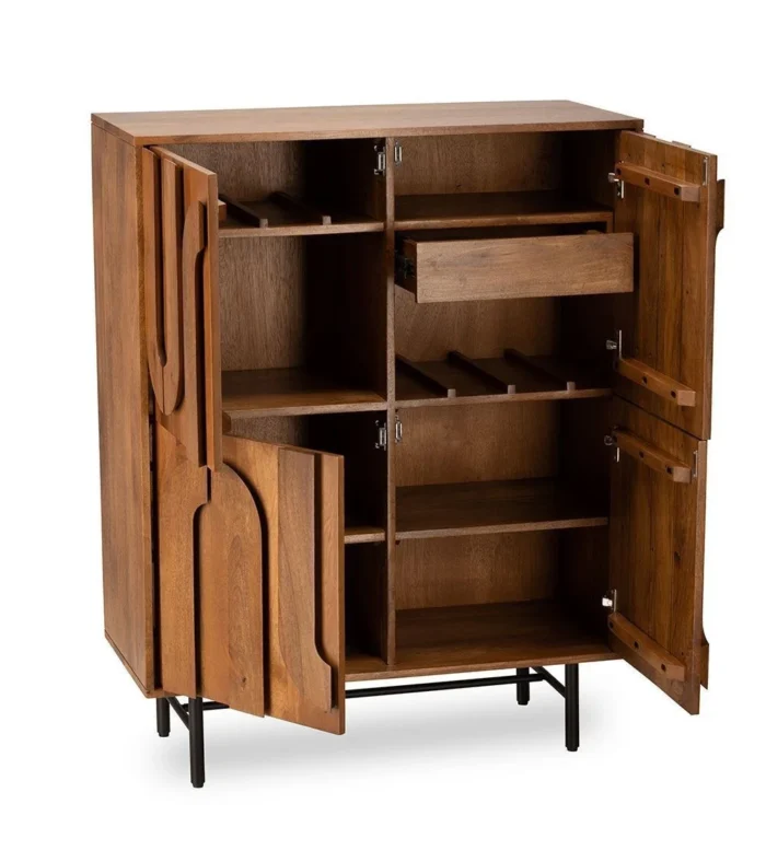 Meuble Bar Ojika 4 Portes Bois Naturel Athezza – Image 2