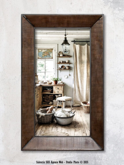 Miroir métal et manguier Durbuy Chehoma