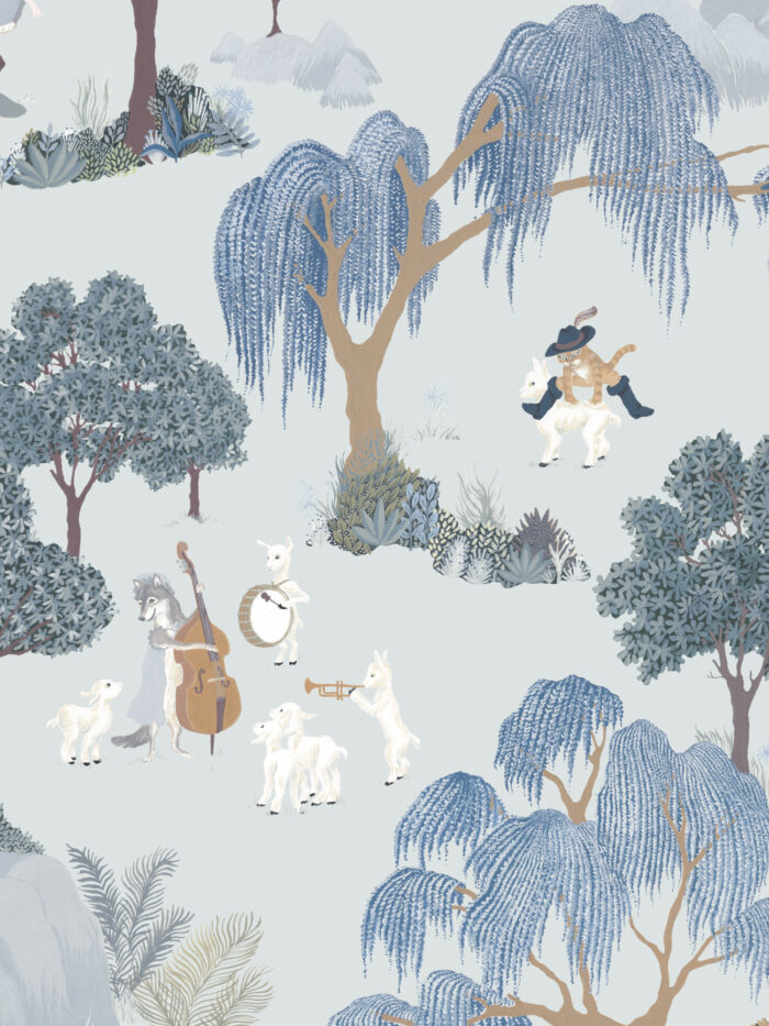Papier peint Forêt des Contes Bleu Marianne Ratier – Image 4