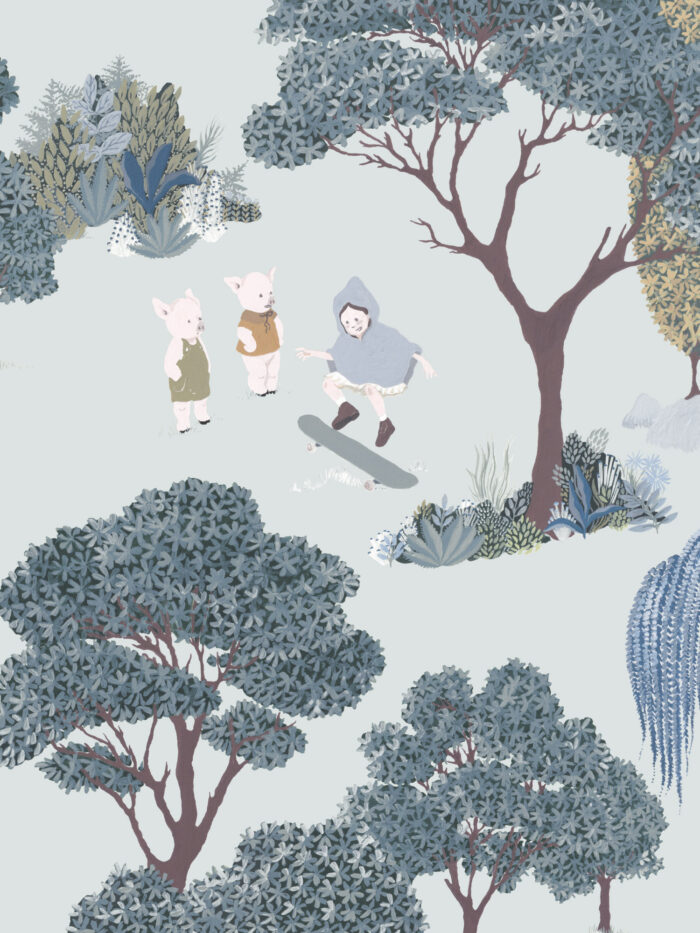 Papier peint Forêt des Contes Bleu Marianne Ratier – Image 5