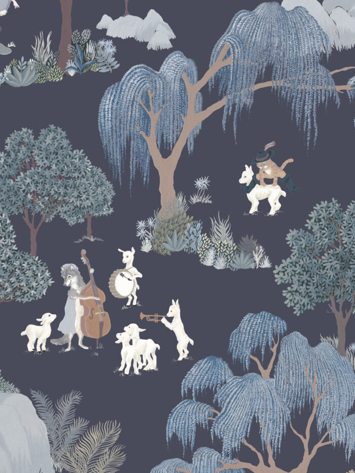 Papier peint Forêt des Contes Bleu Nuit Marianne Ratier – Image 5