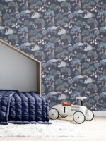 Papier peint Forêt des Contes Bleu Nuit Marianne Ratier