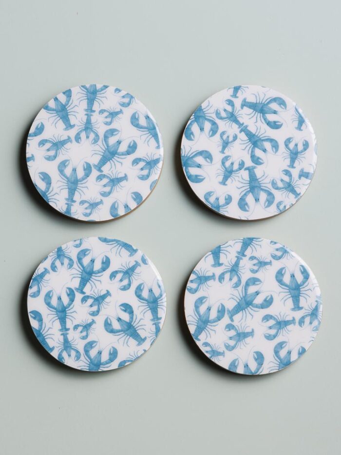 Set de 4 sous-verres manguier émaillé bleu Homards Chehoma – Image 2