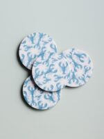 Set de 4 sous-verres manguier émaillé bleu Homards Chehoma