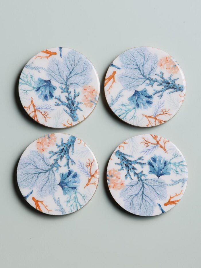 Set 4 sous-verres manguier émaillé Coraux – Image 2