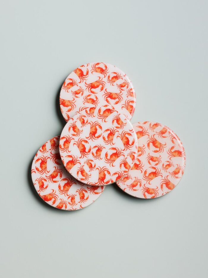 Set de 4 sous-verres manguier émaillé Crabes Chehoma – Image 1