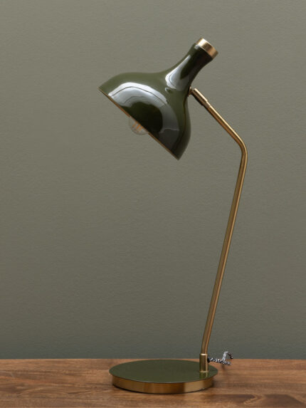 Lampe de bureau verte et dorée Olive Chehoma