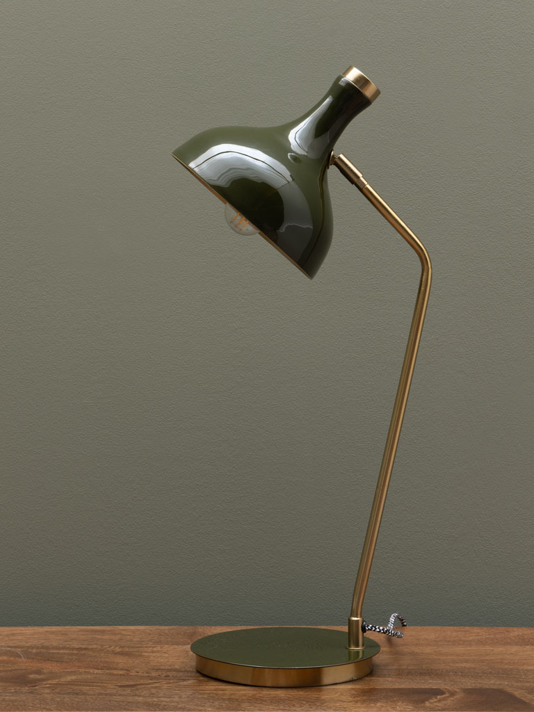 Lampe de bureau verte et dorée Olive Chehoma