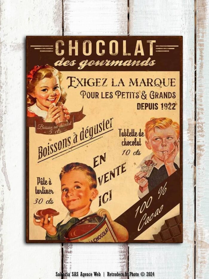 Plaque métal Chocolat des Gourmands Antic Line