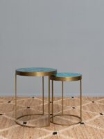 Set 2 tables d'appoint céramique bleue Praia – Image 2