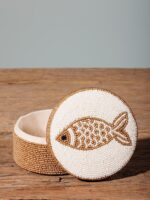 Boîte ronde avec poisson en perles – Image 2