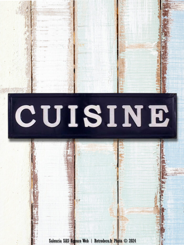 Grande plaque Cuisine bleu foncé métal patiné Antic Line – Image 1