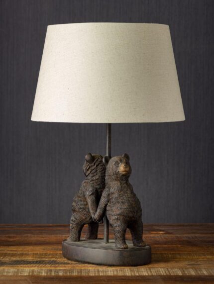 Lampe Ours dos à dos et abat-jour Chehoma