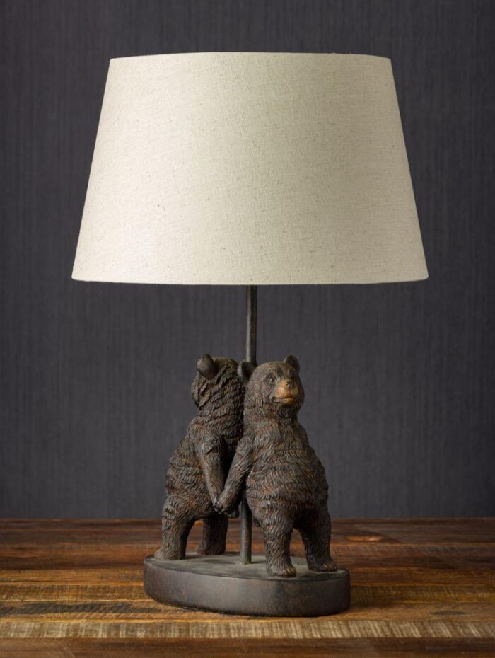 Lampe Ours dos à dos et abat-jour Chehoma
