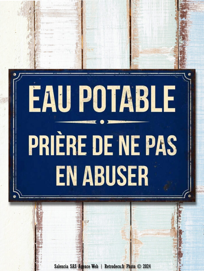 Plaque métal Eau potable Antic Line
