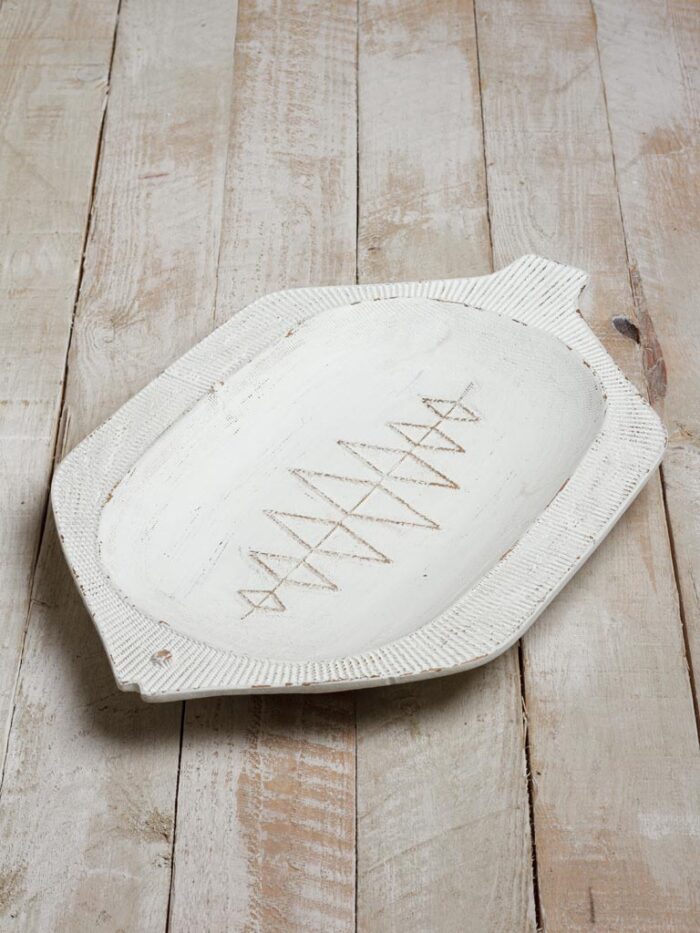 Plateau poisson rustique patine blanche – Image 2