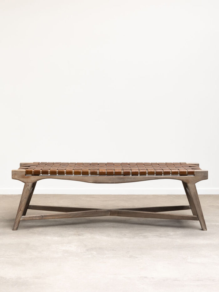 Banc cuir tressé Hemingway – Image 2
