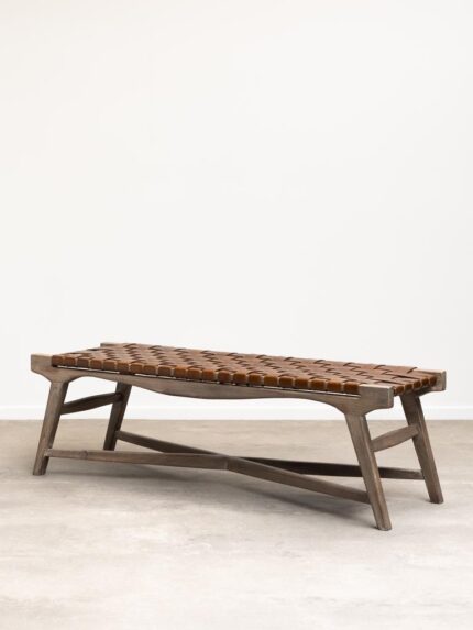 Banc cuir tressé Hemingway Chehoma