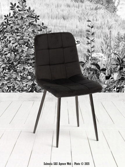 Chaise Manta Velours Noir Athezza
