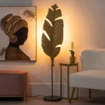 Grand lampadaire doré feuille déchirée – Image 2