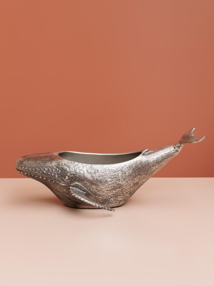 Grand seau à glace baleine métal argent – Image 2