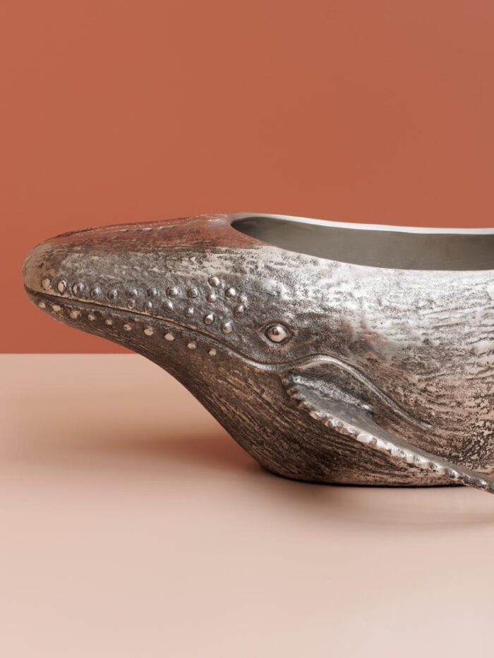 Grand seau à glace baleine métal argent – Image 3