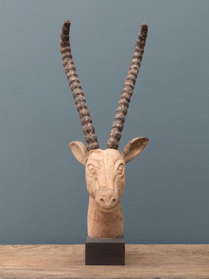 Grande tête de gazelle bois sculpté – Image 2