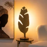 Lampadaire doré feuille déchirée – Image 2