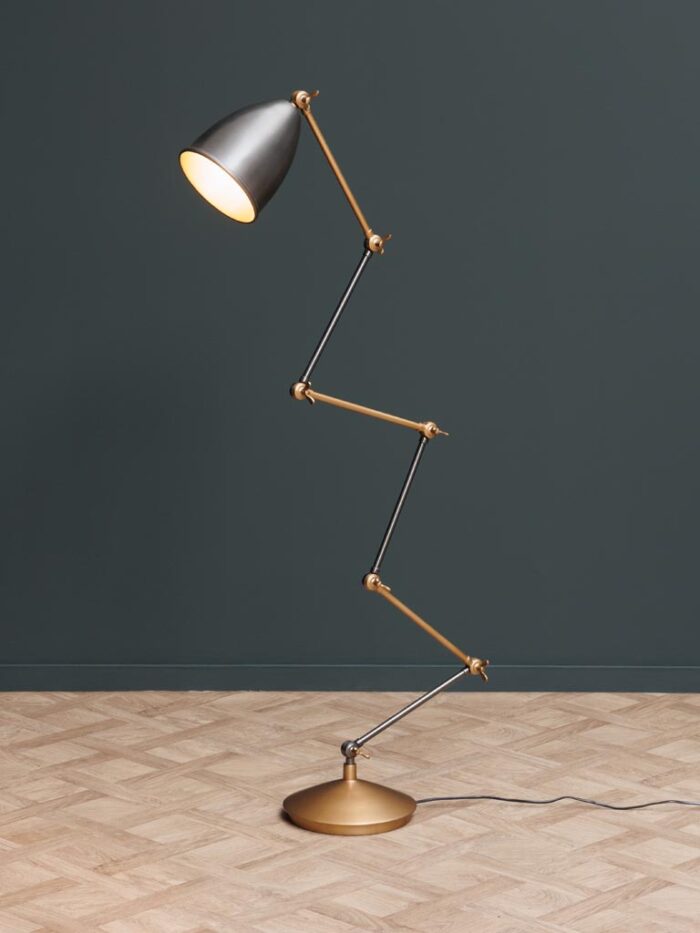 Lampe sur pied Zig Zag or et argent Chehoma