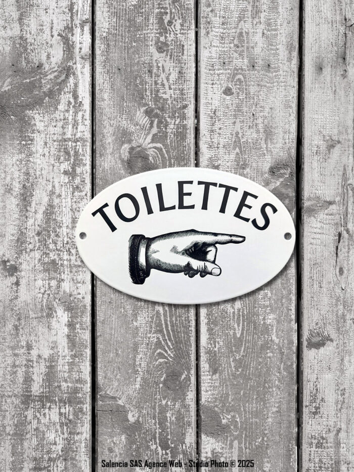 Plaque émaillée ovale Toilettes Mains Email Replica