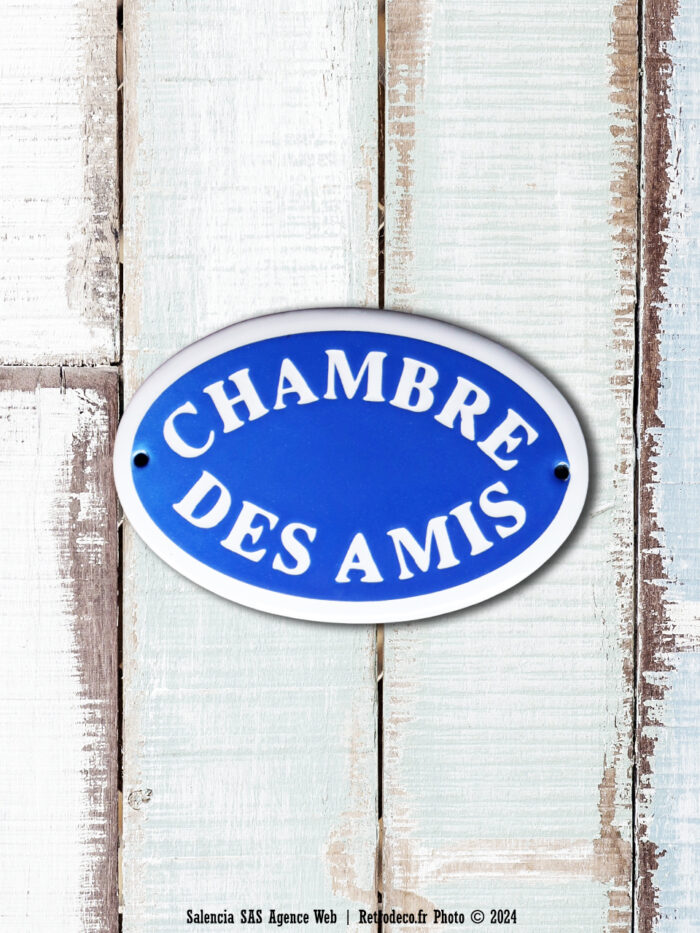 Plaque émaillée ovale Chambre des amis Email Replica