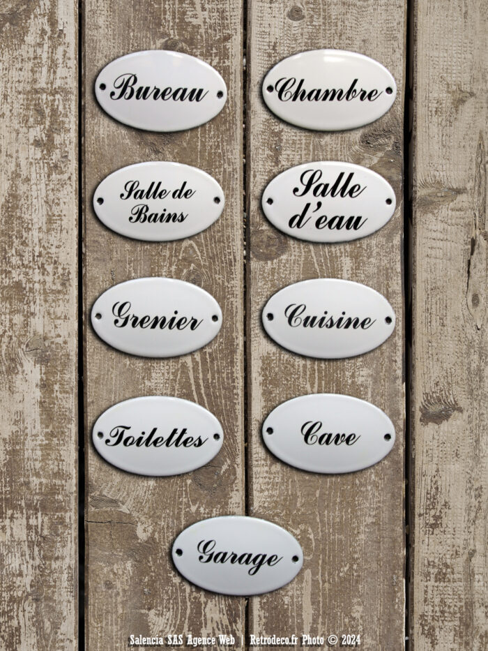 Plaque de porte émaillée Pièces Maison Email Replica